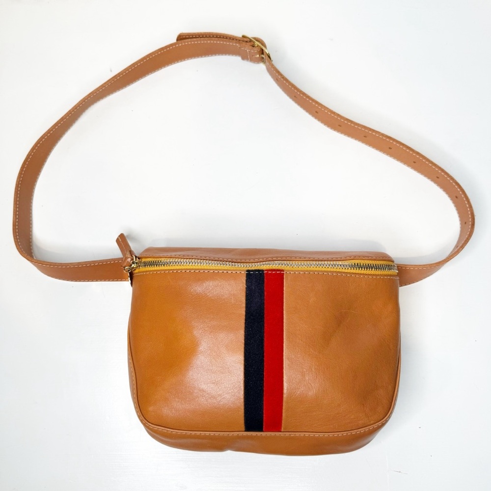Clare V | Natural Striped Leather Fanny Pack Belt Bag